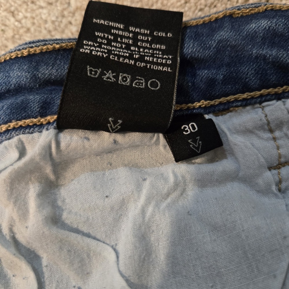 Vervet High Rise Distressed Jean Shorts Button Fly Size 30 Blue - Picture 5 of 7